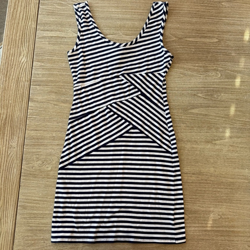 Xhilaration Bodycon mini dress navy and white stripes